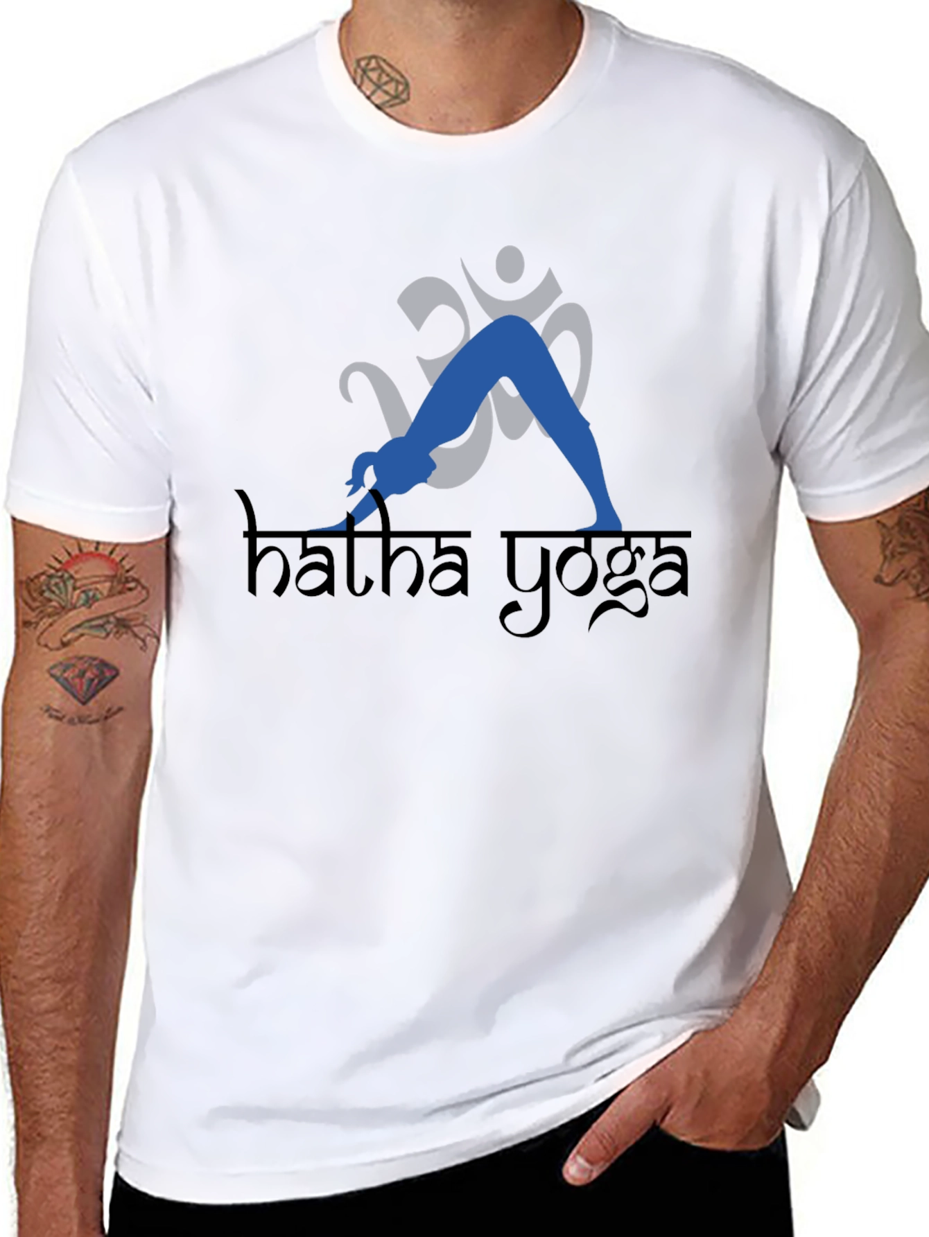 Hatha Yoga Black T-Shirt with Om Symbol