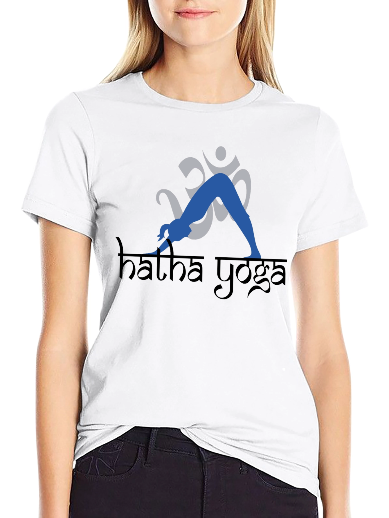 Hatha Yoga Black T-Shirt with Om Symbol