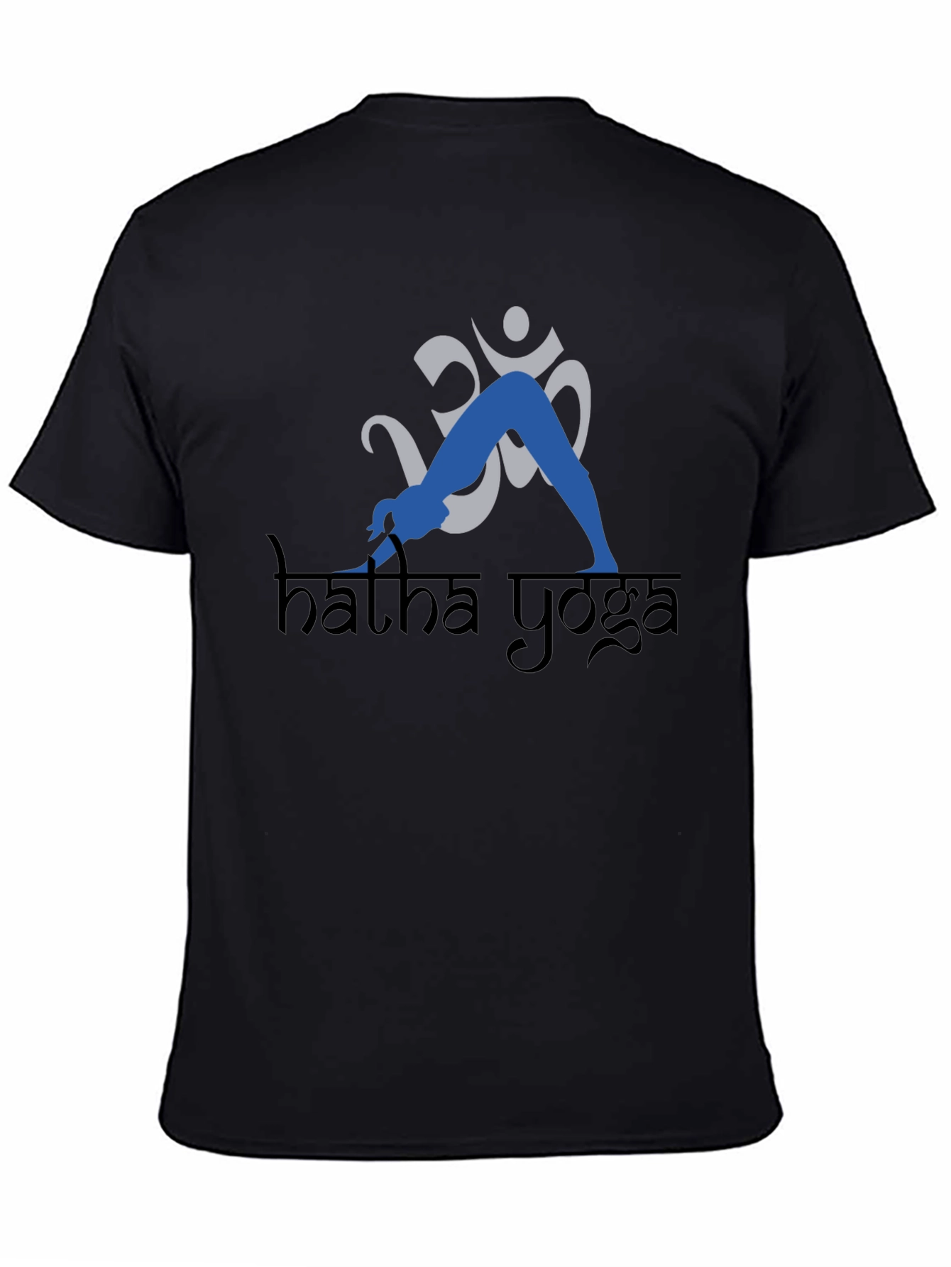 Hatha Yoga Black T-Shirt with Om Symbol
