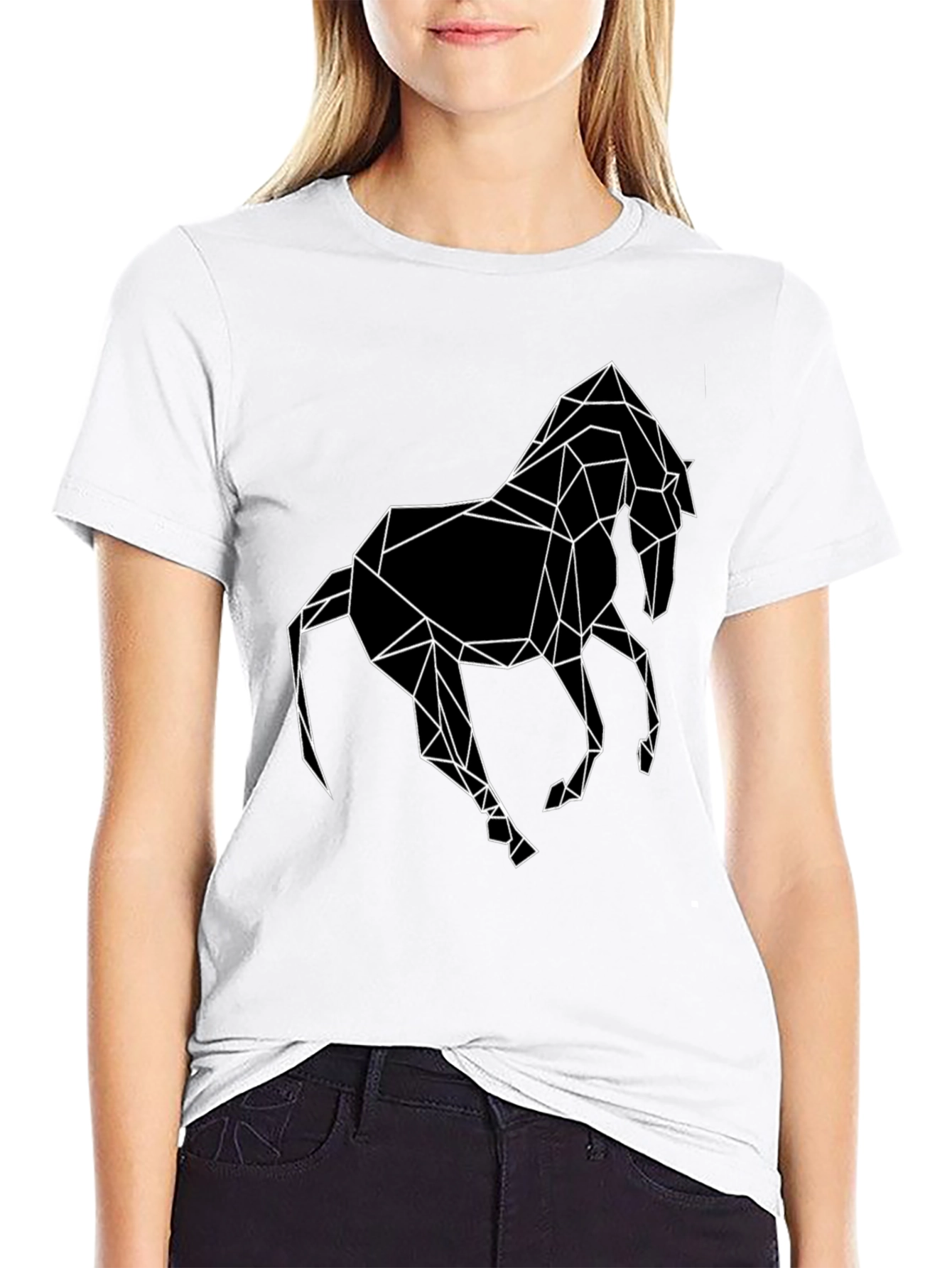 Geometric Horse Graphic T-Shirt - Modern Design