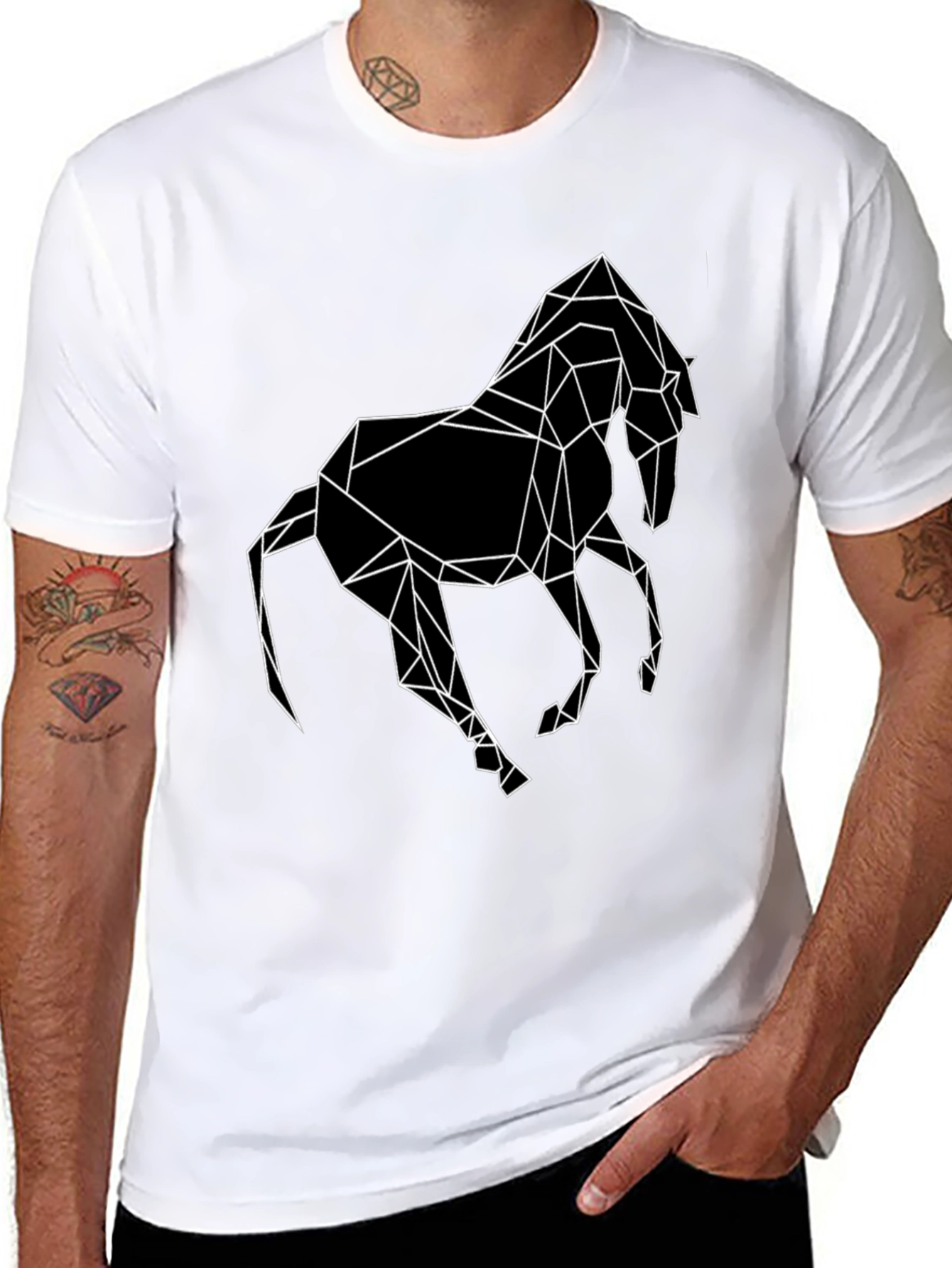 Geometric Horse Graphic T-Shirt - Modern Design