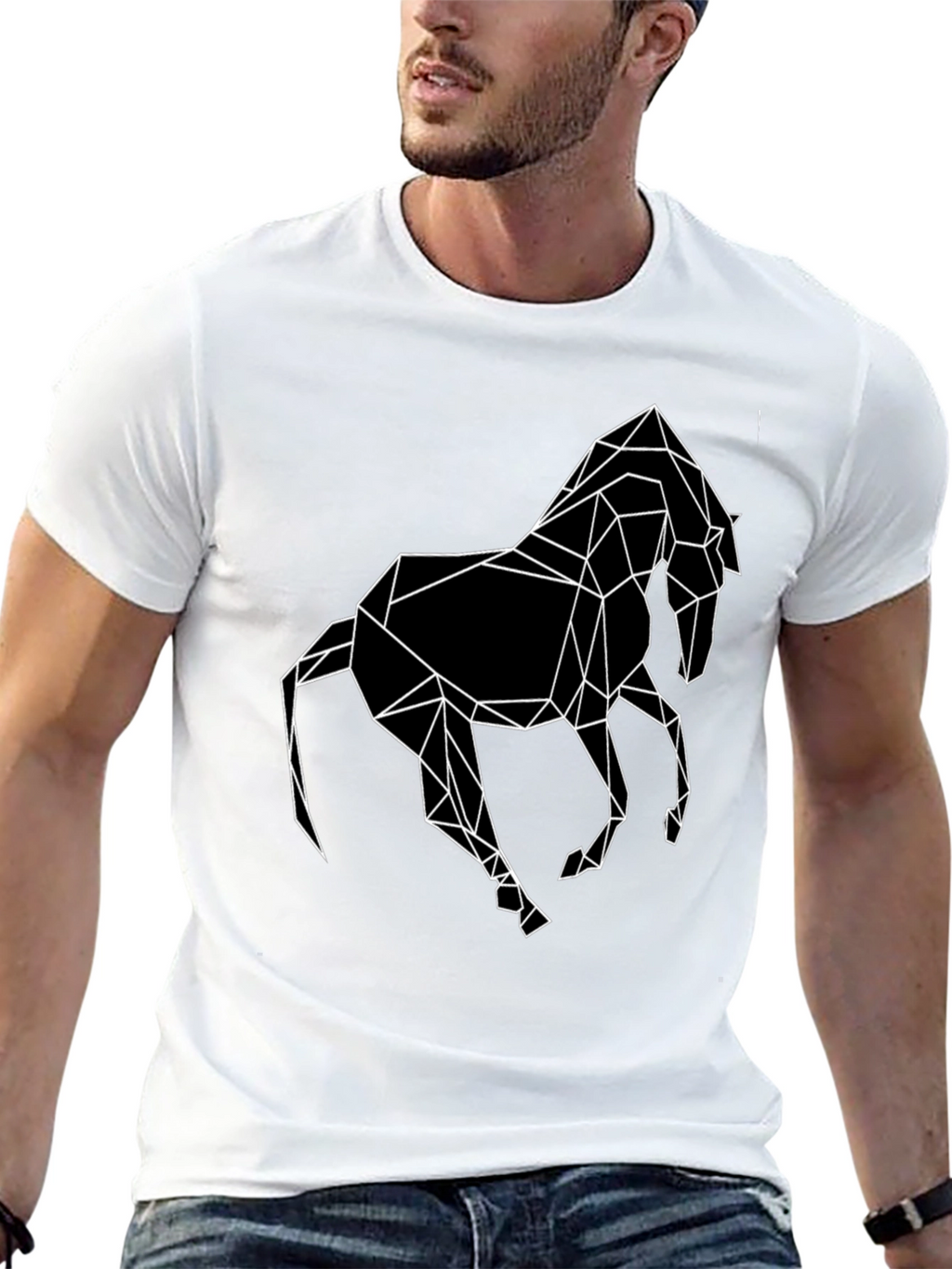 Geometric Horse Graphic T-Shirt - Modern Design