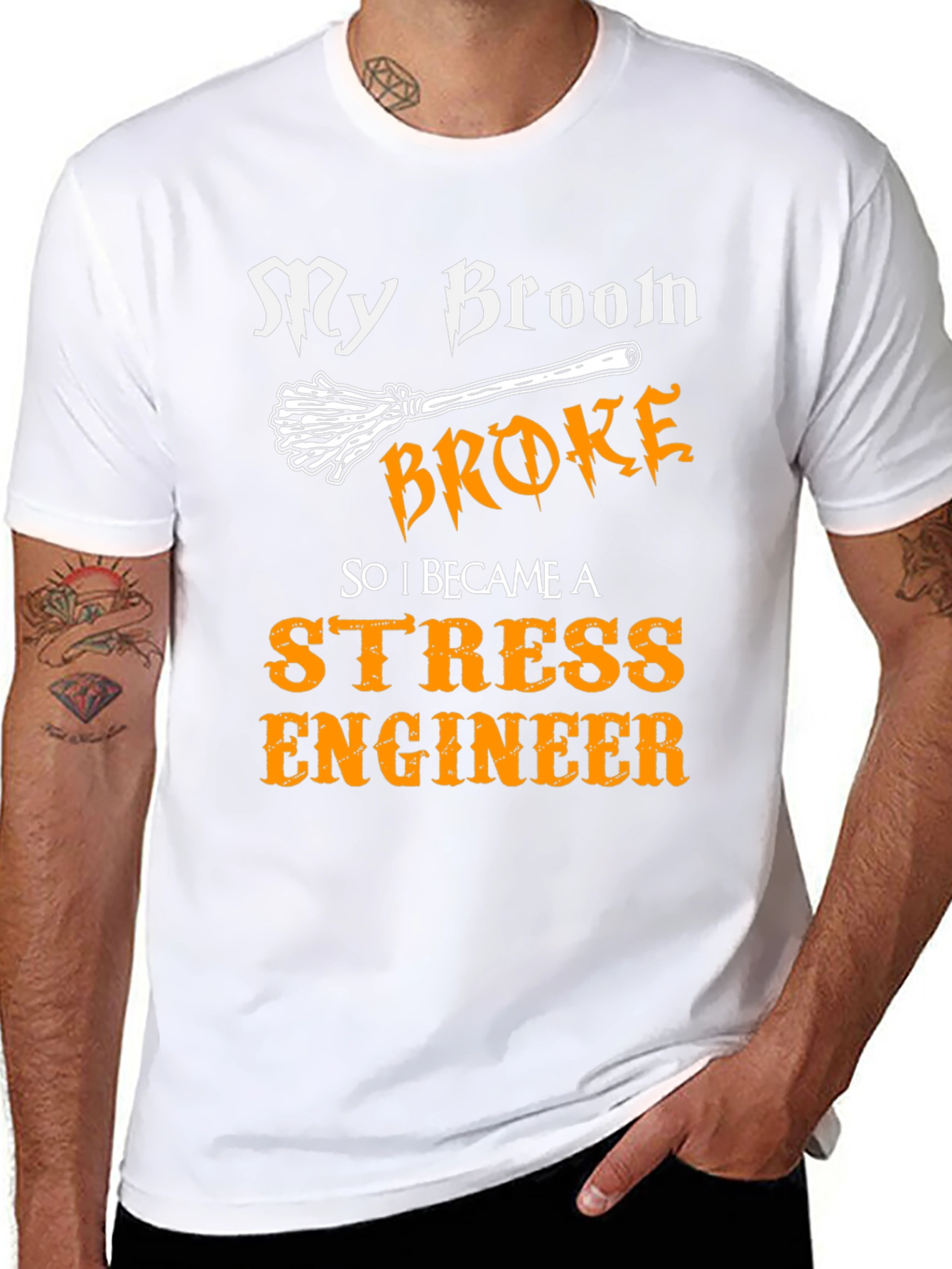 Funny Stress Engineer T-Shirt - My Broom Broke