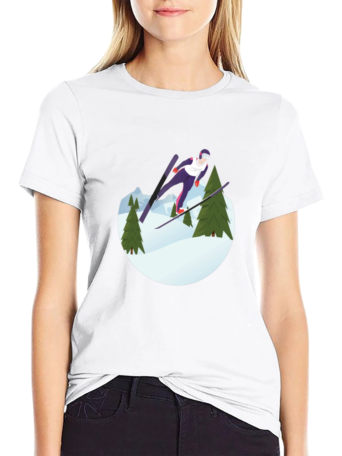 Ski Jumper Graphic Tee - Black Unisex Shirt