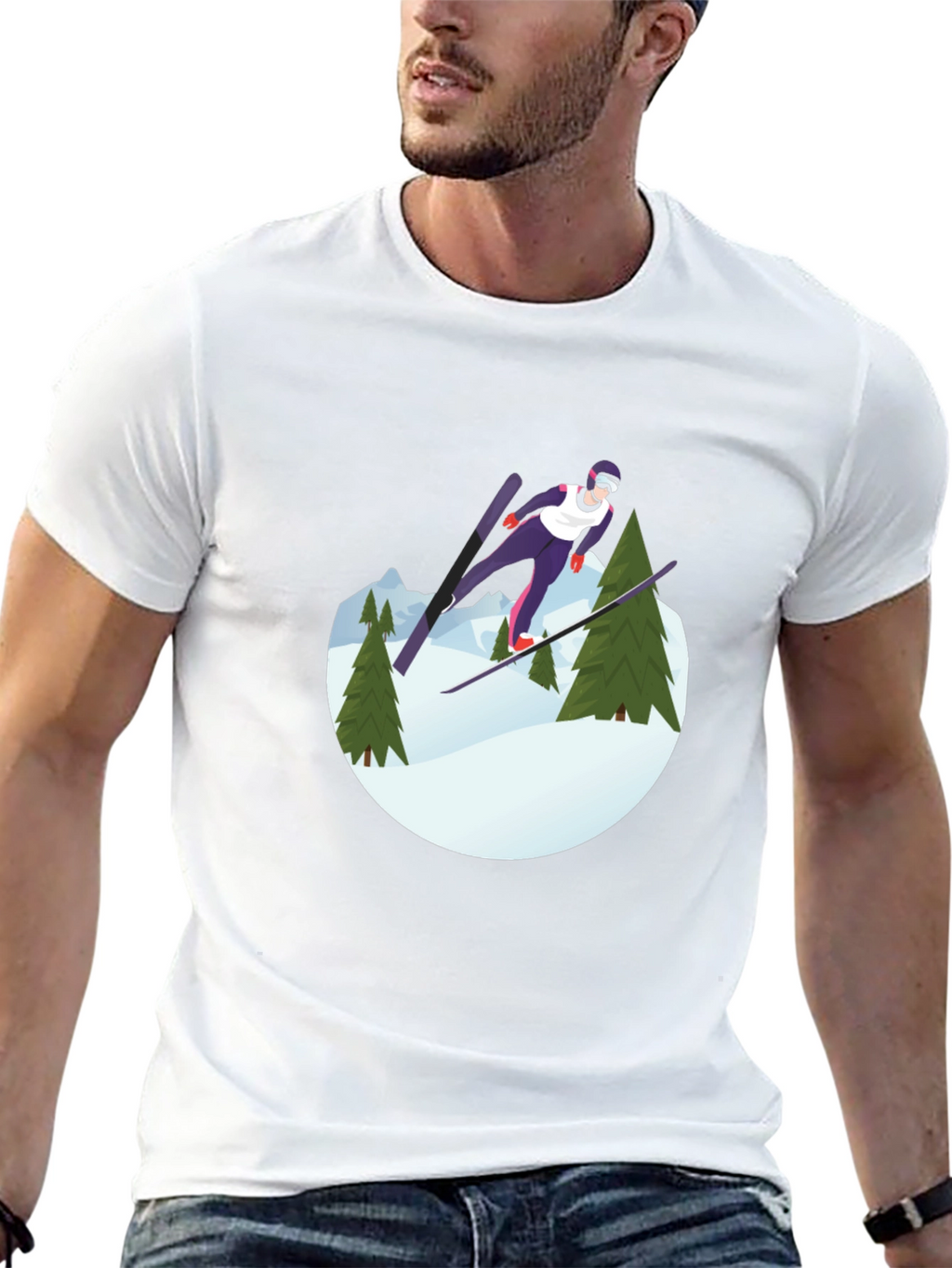 Ski Jumper Graphic Tee - Black Unisex Shirt