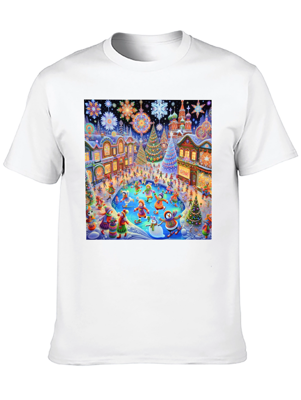 Winter Holiday Scene Black T-Shirt
