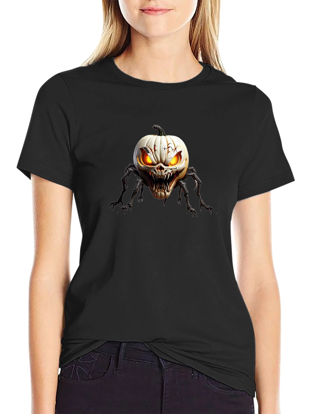 Creepy Pumpkin Spider Graphic T-Shirt