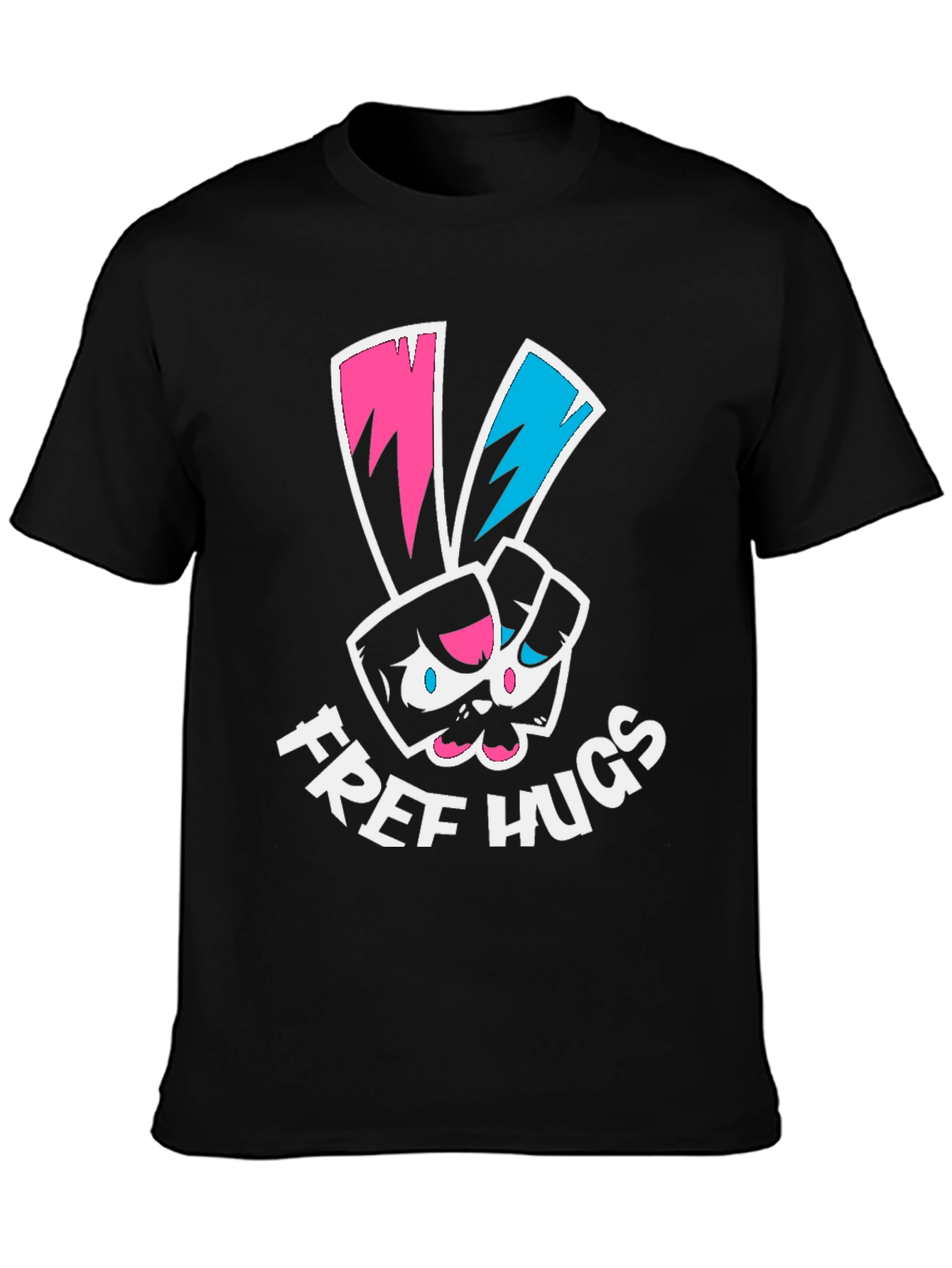 Free Hugs Graphic Tee - Black Cotton T-Shirt