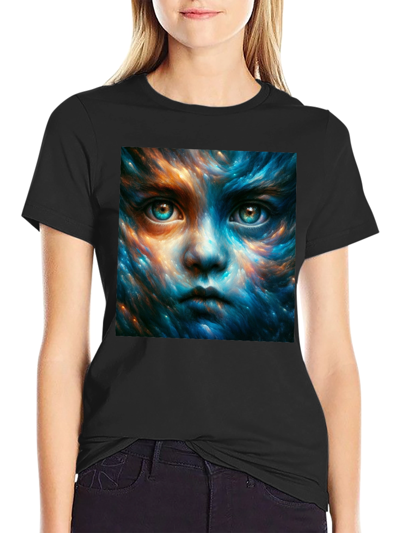Mystic Face Graphic Black T-Shirt
