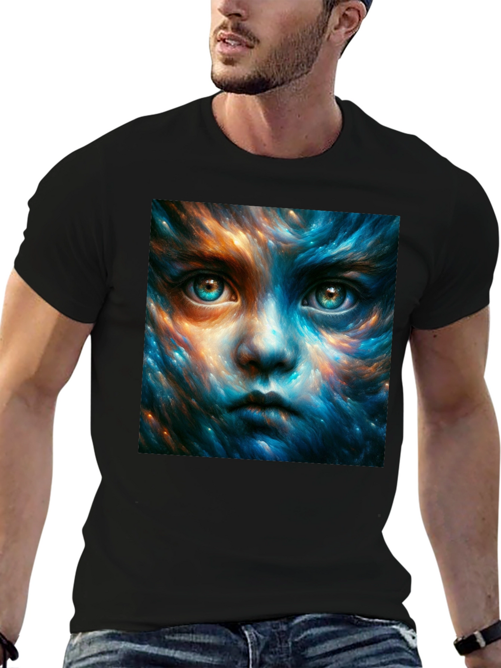 Mystic Face Graphic Black T-Shirt