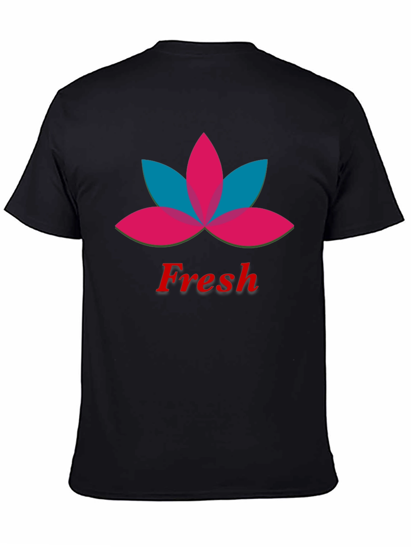 Mens Black Fresh Lotus Graphic T-Shirt