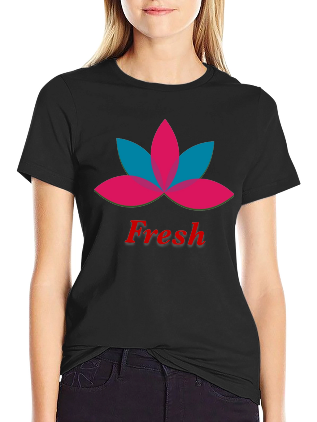 Mens Black Fresh Lotus Graphic T-Shirt
