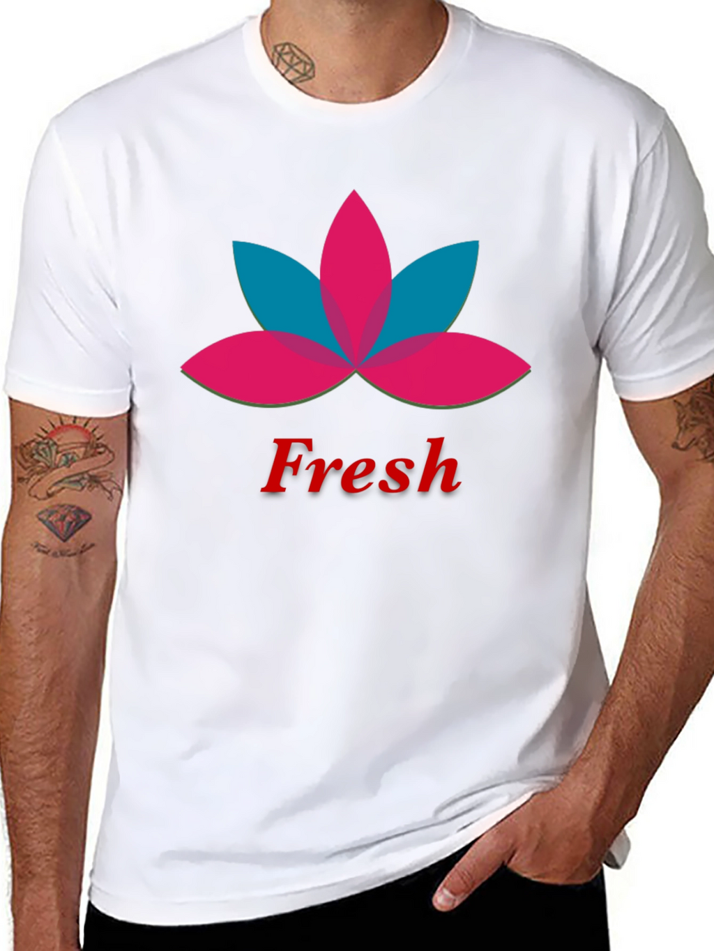 Mens Black Fresh Lotus Graphic T-Shirt