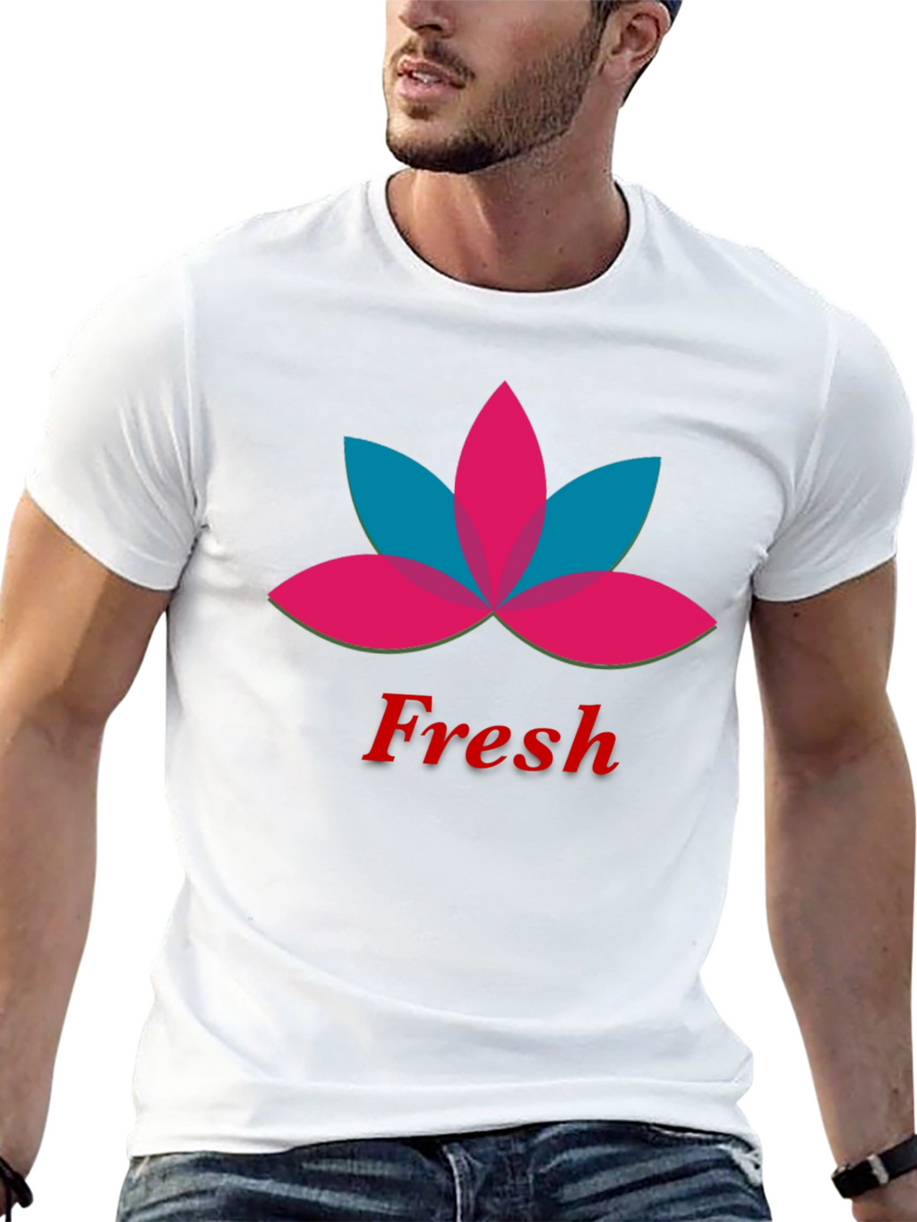 Mens Black Fresh Lotus Graphic T-Shirt