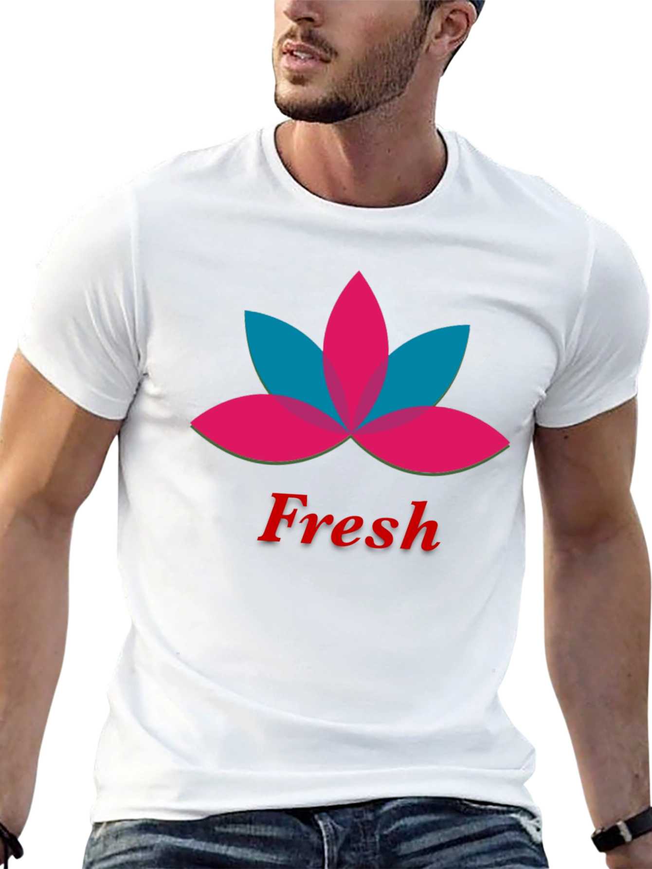 Mens Black Fresh Lotus Graphic T-Shirt