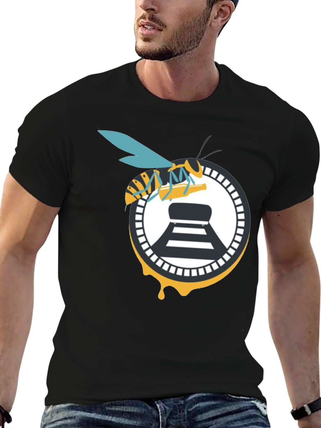 Bee and Beer Logo Black T-Shirt
