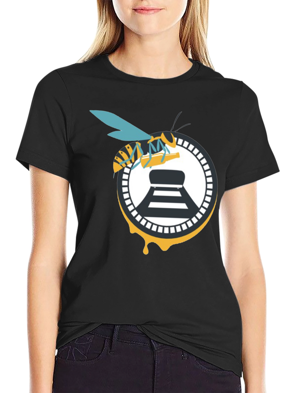 Bee and Beer Logo Black T-Shirt
