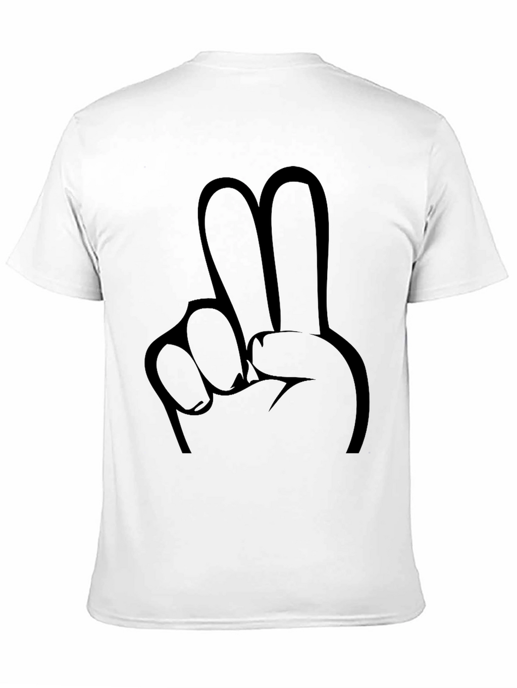 Peace Sign Graphic Tee - Black Cotton Casual Wear