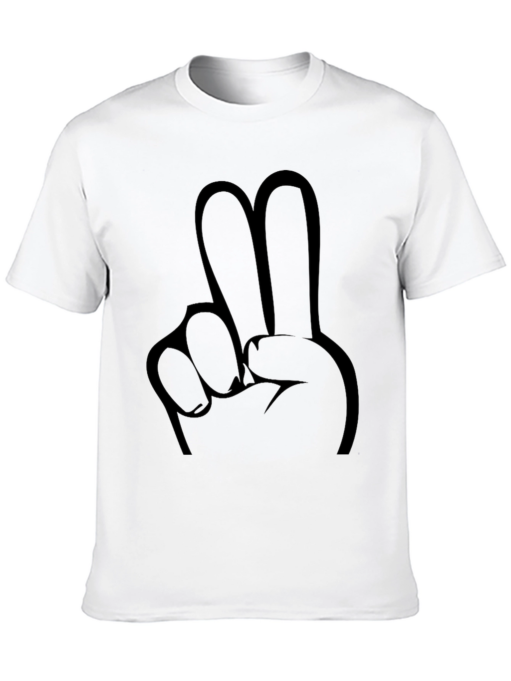 Peace Sign Graphic Tee - Black Cotton Casual Wear