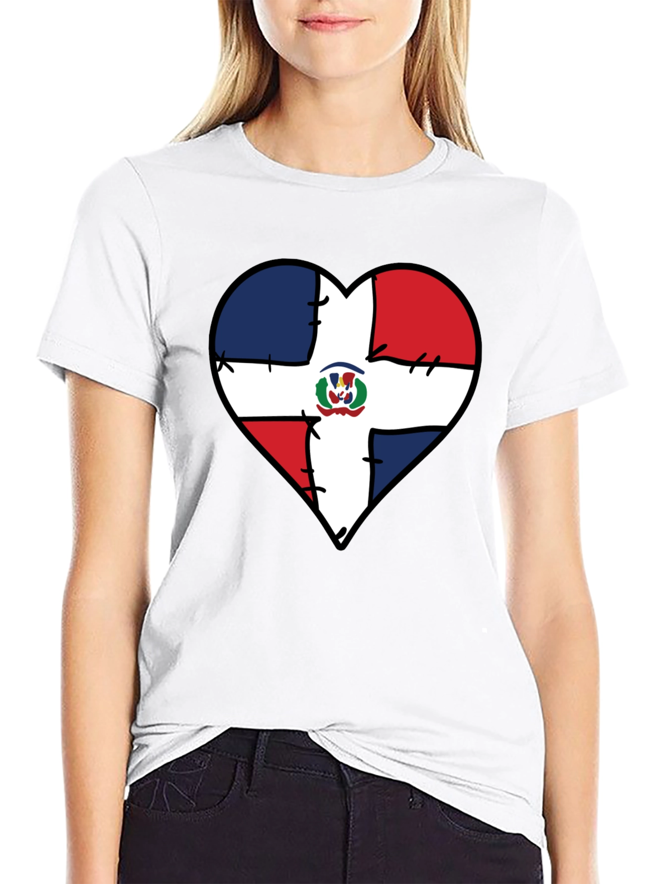Dominican Republic Flag Heart T-Shirt