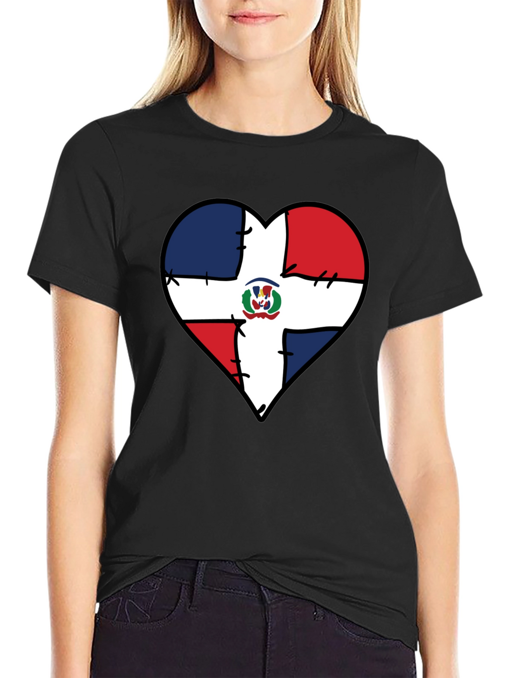 Dominican Republic Flag Heart T-Shirt
