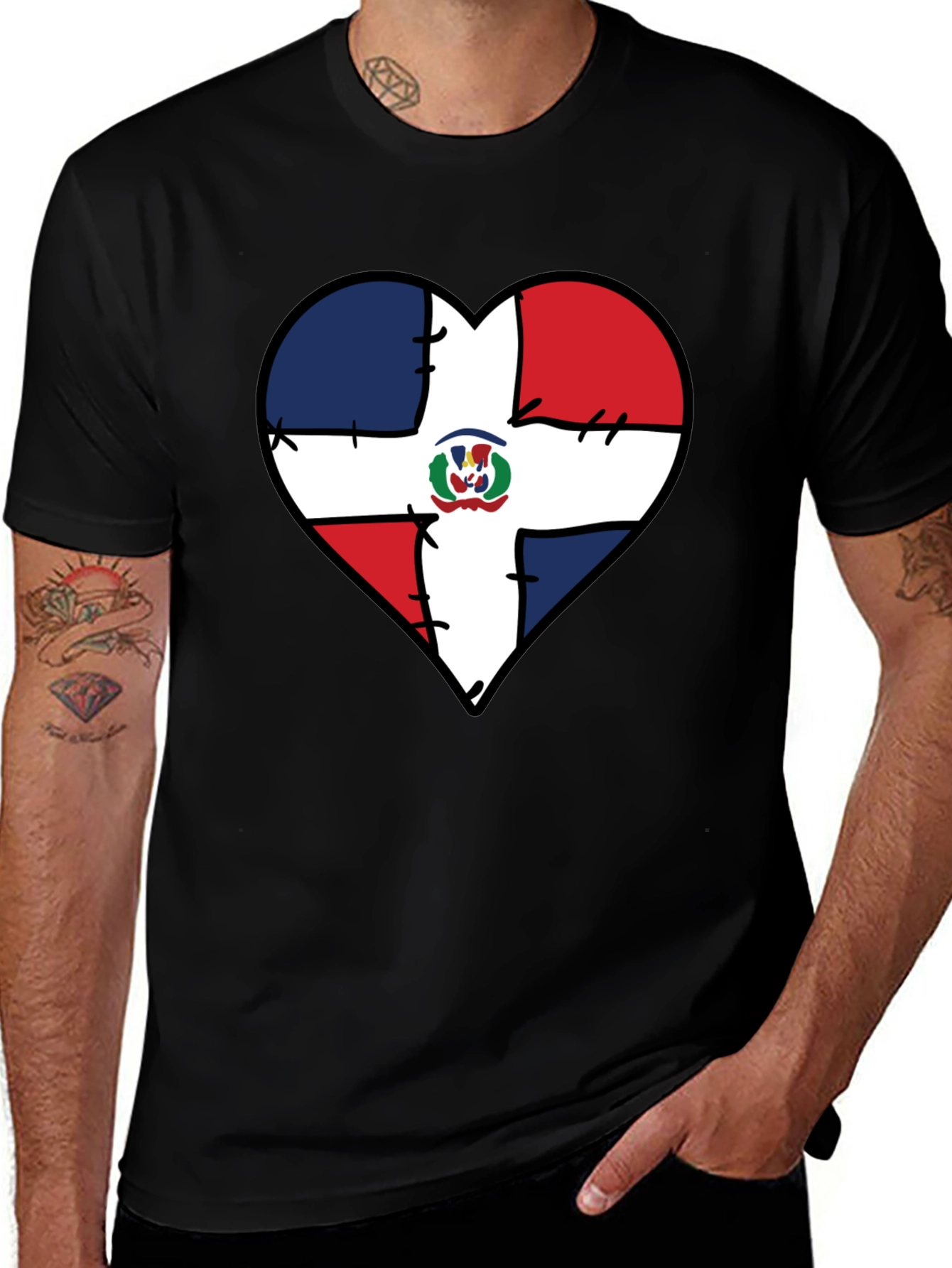 Dominican Republic Flag Heart T-Shirt