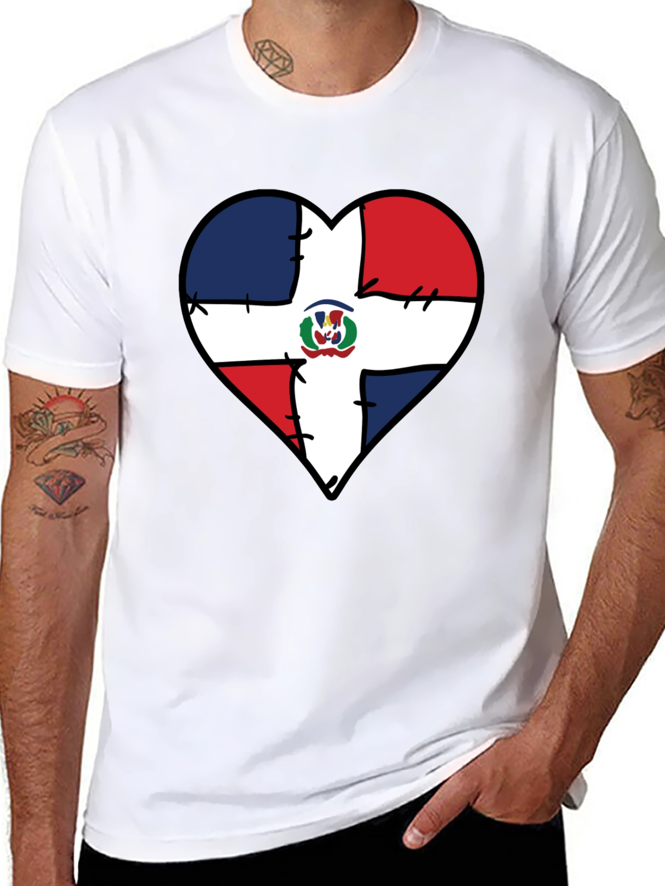 Dominican Republic Flag Heart T-Shirt