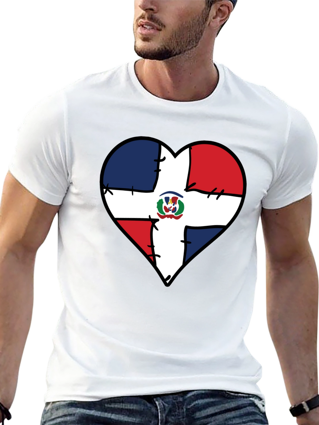 Dominican Republic Flag Heart T-Shirt
