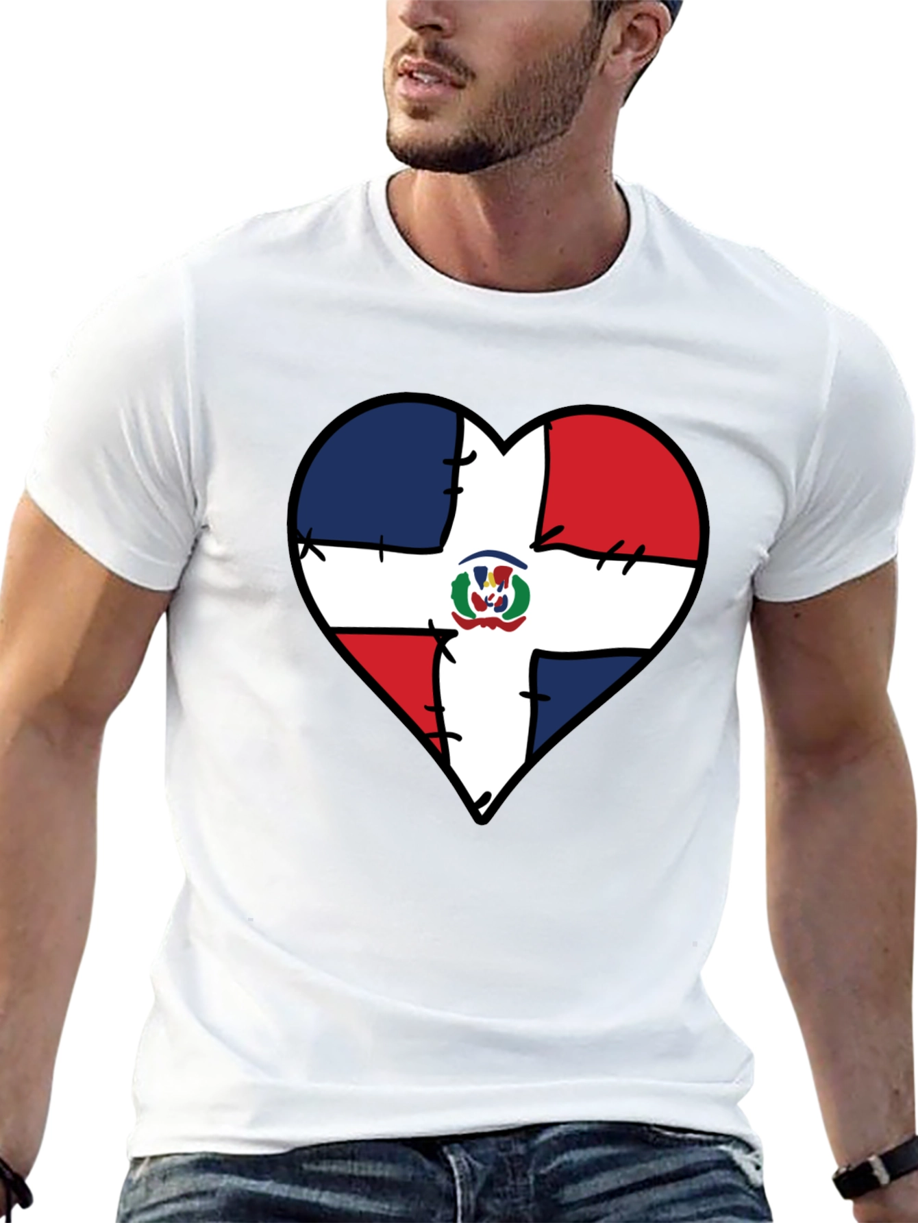 Dominican Republic Flag Heart T-Shirt