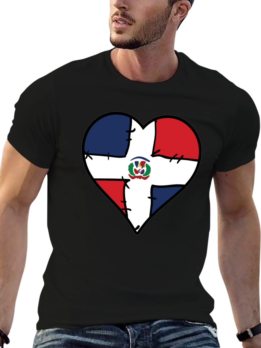 Dominican Republic Flag Heart T-Shirt