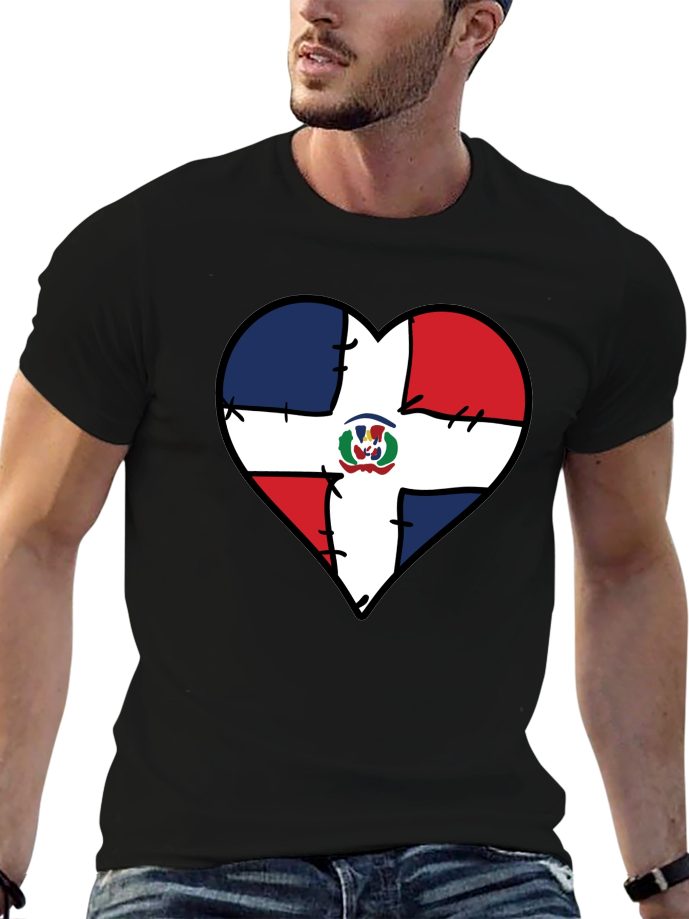 Dominican Republic Flag Heart T-Shirt