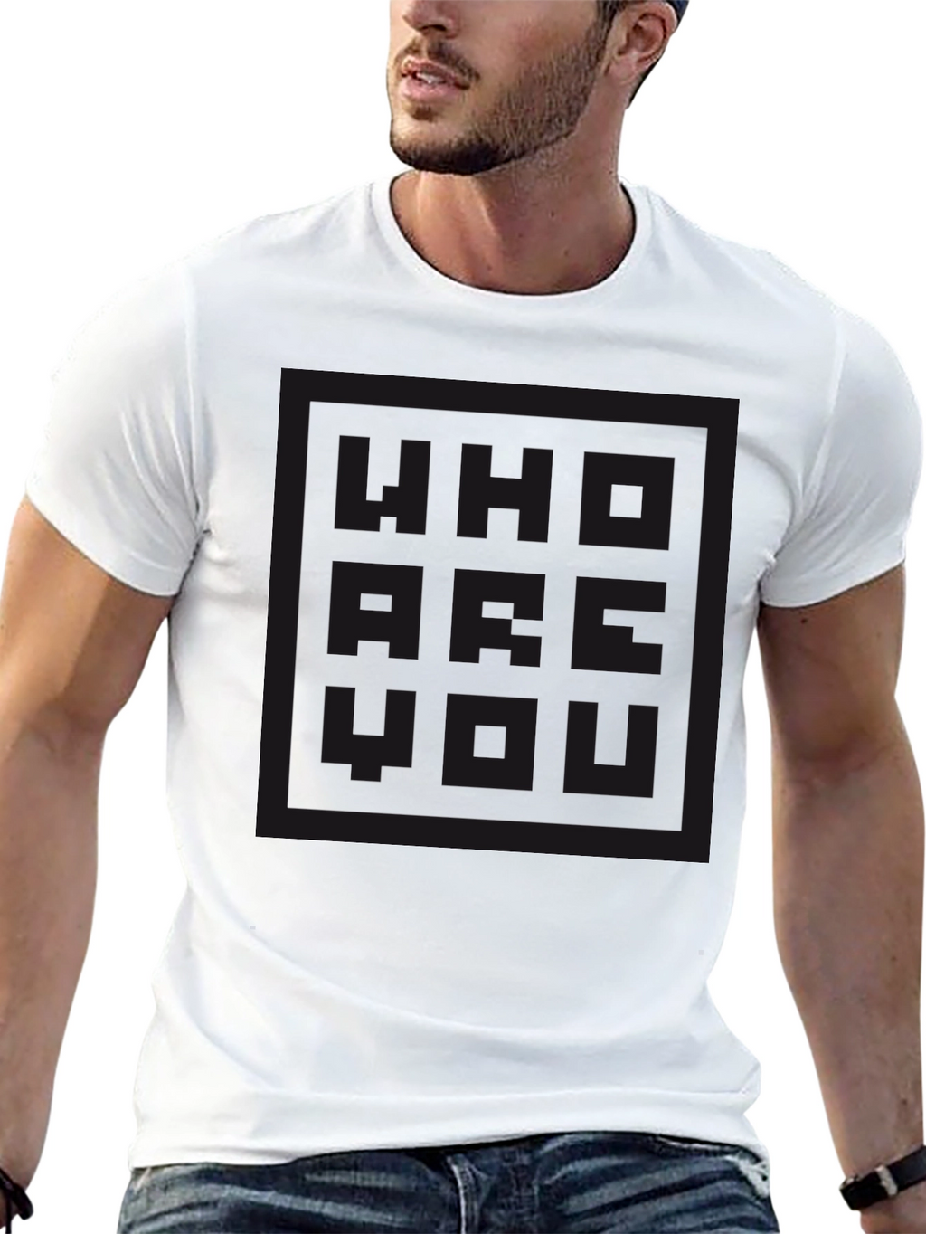 Black Who Are You Graphic Print T-Shirt