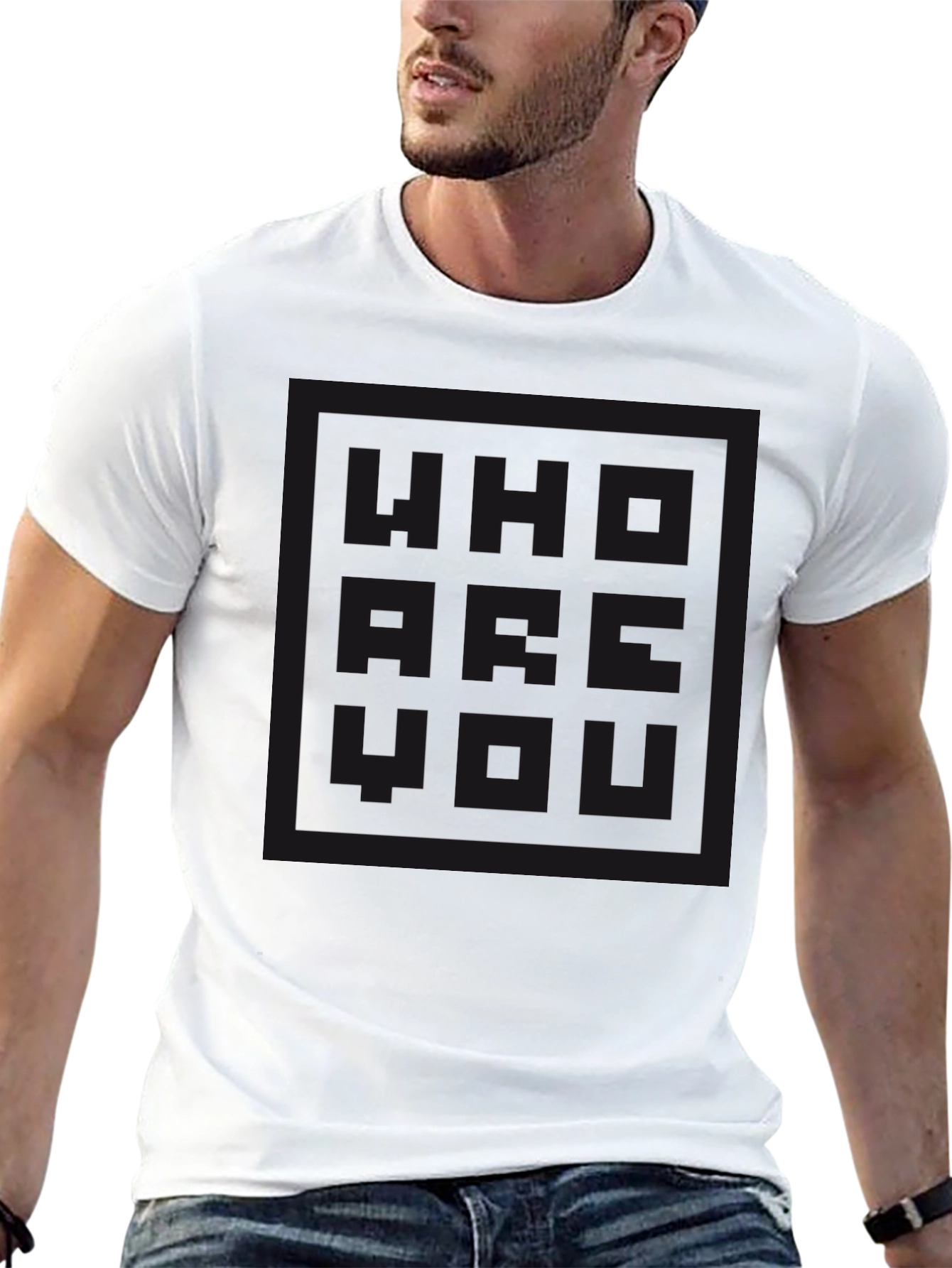 Black Who Are You Graphic Print T-Shirt