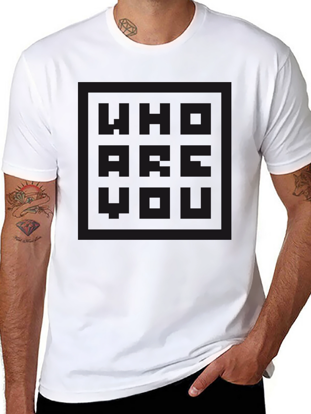 Black Who Are You Graphic Print T-Shirt