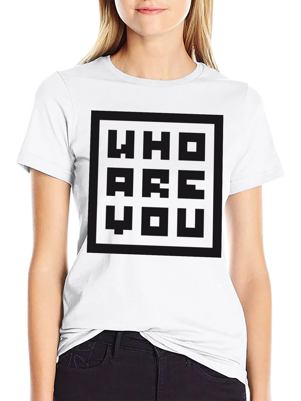Black Who Are You Graphic Print T-Shirt