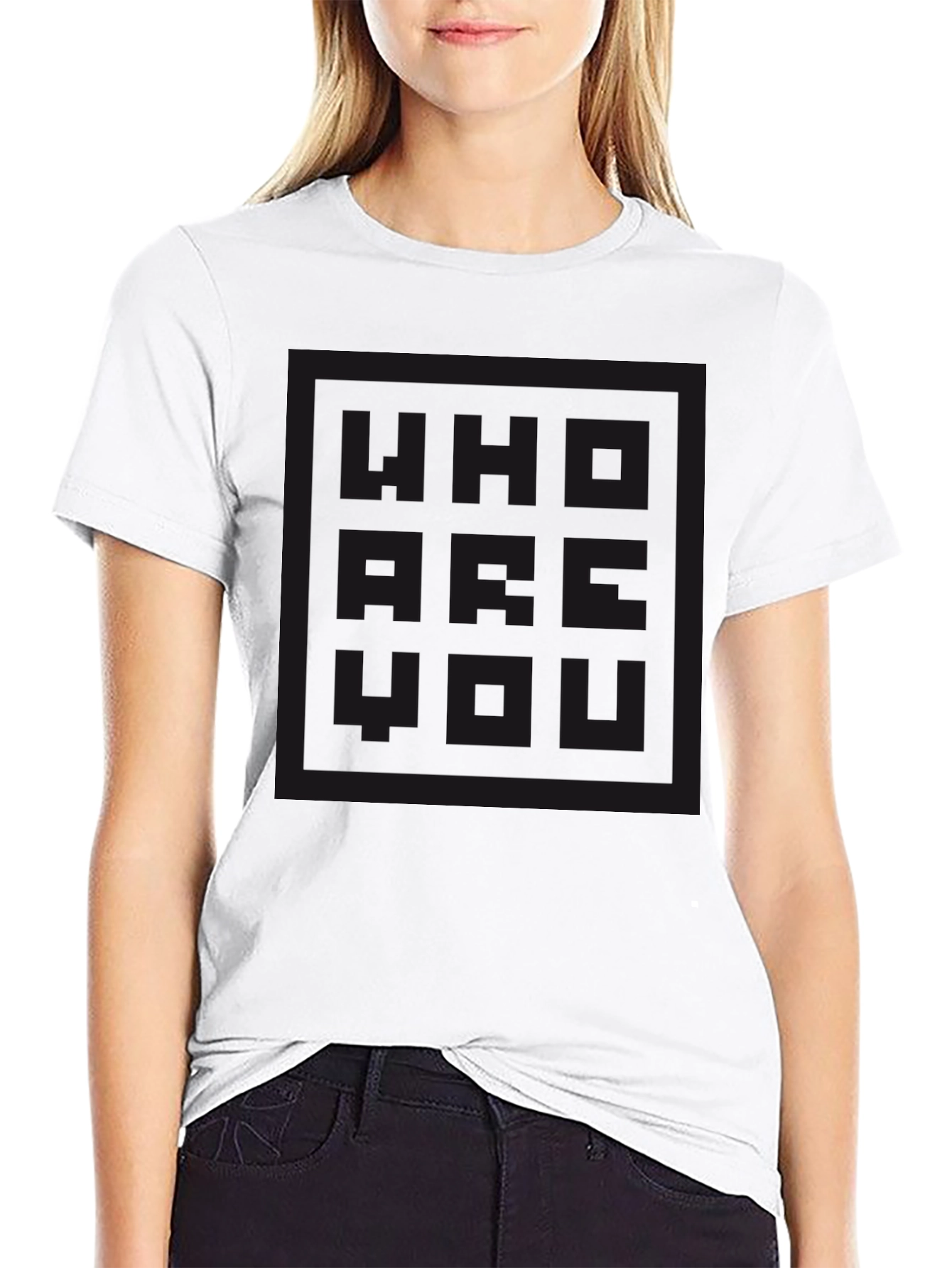 Black Who Are You Graphic Print T-Shirt