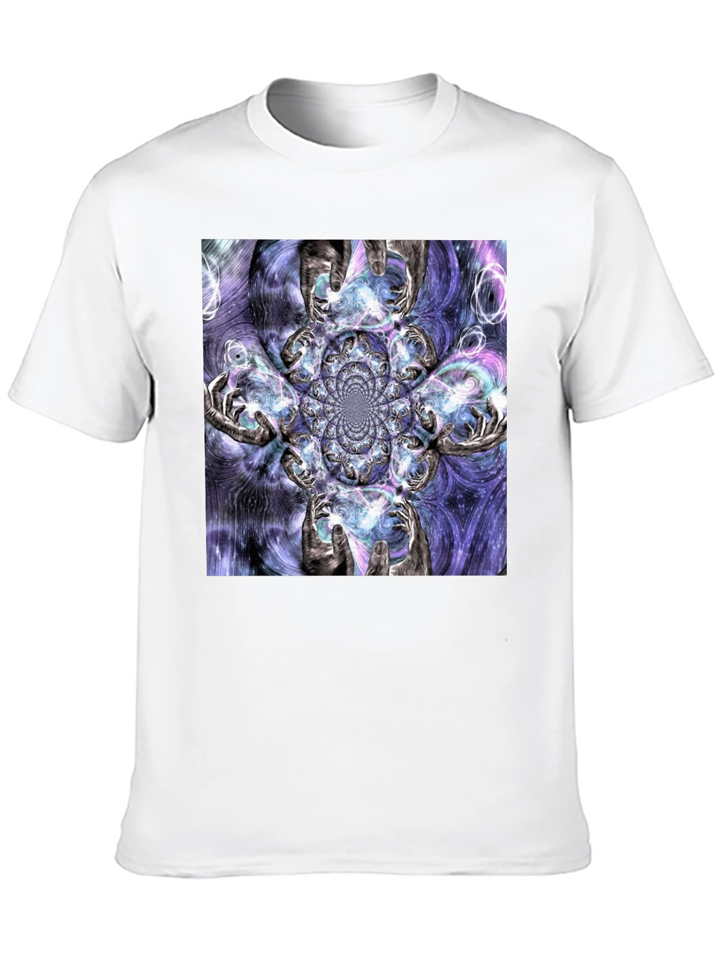 Fractal Hands Graphic Black T-Shirt