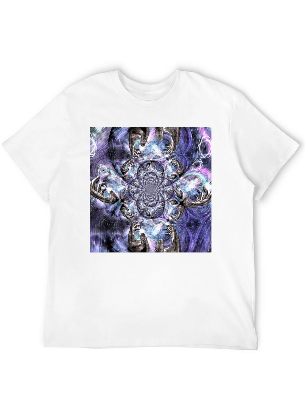 Fractal Hands Graphic Black T-Shirt