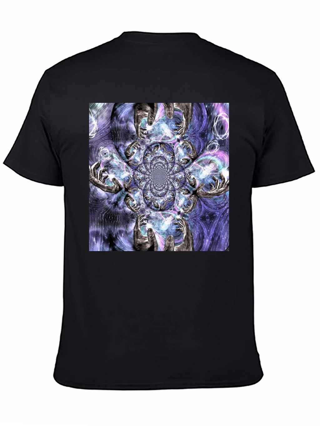 Fractal Hands Graphic Black T-Shirt