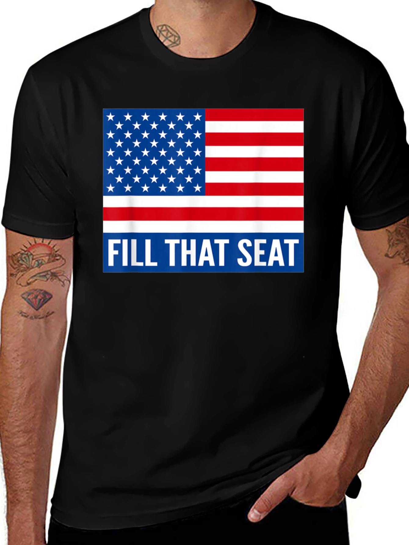American Flag Fill That Seat Graphic Tee