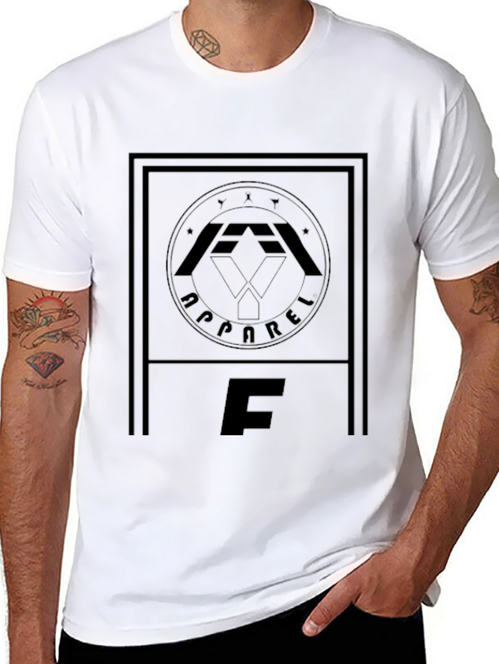 Black Graphic T-Shirt with Bold Letter F