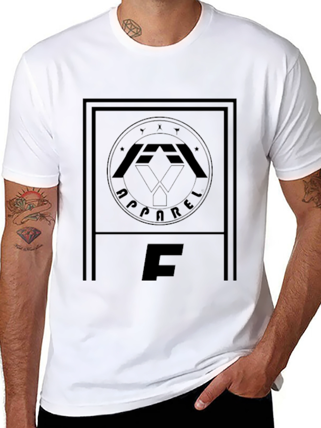 Black Graphic T-Shirt with Bold Letter F