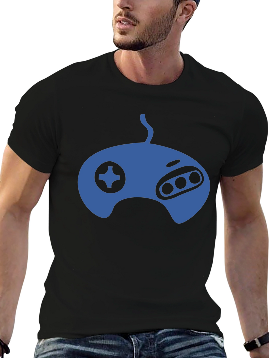 Retro Gaming T-Shirt - Blue Controller Graphic Tee