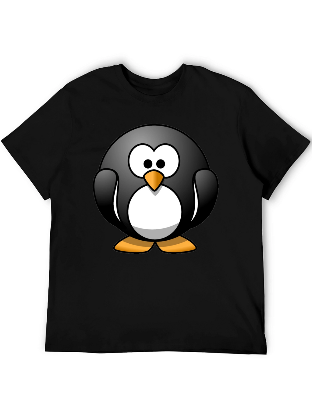 Cartoon Penguin Graphic Black T-Shirt