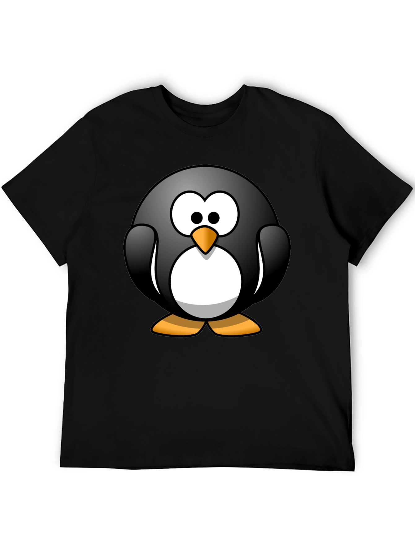 Cartoon Penguin Graphic Black T-Shirt