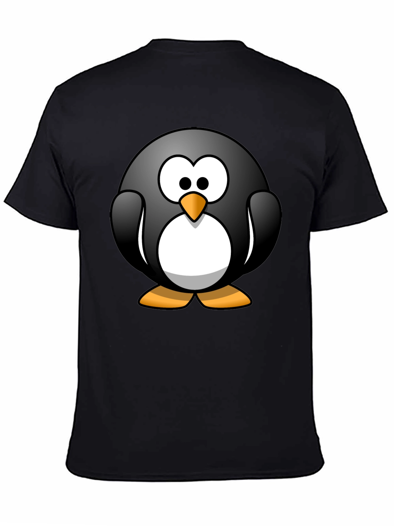 Cartoon Penguin Graphic Black T-Shirt