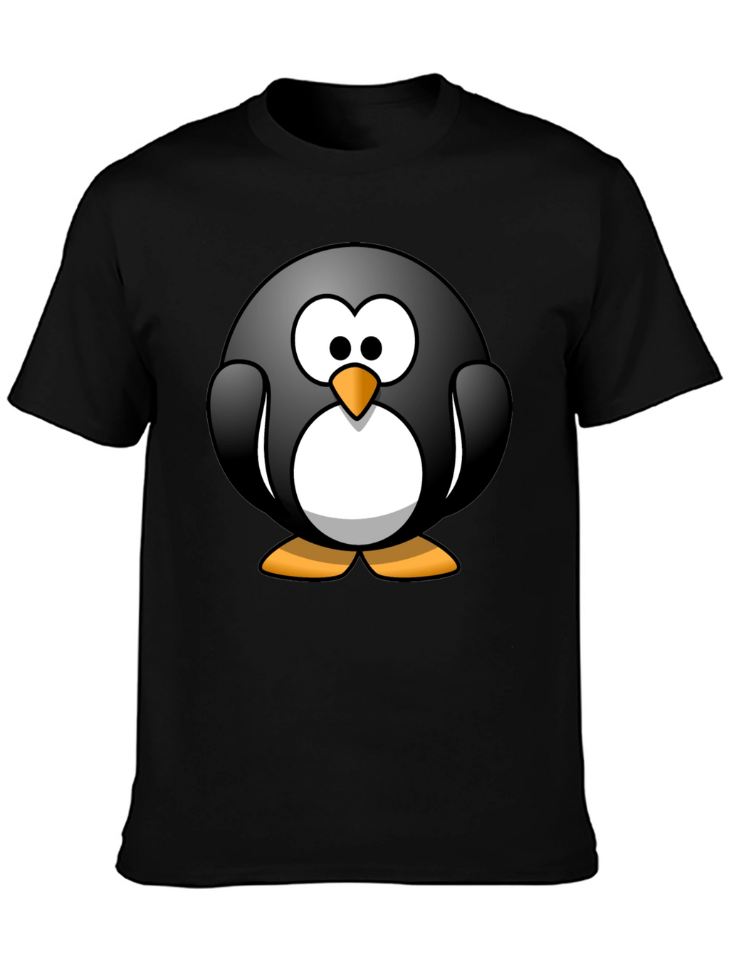 Cartoon Penguin Graphic Black T-Shirt