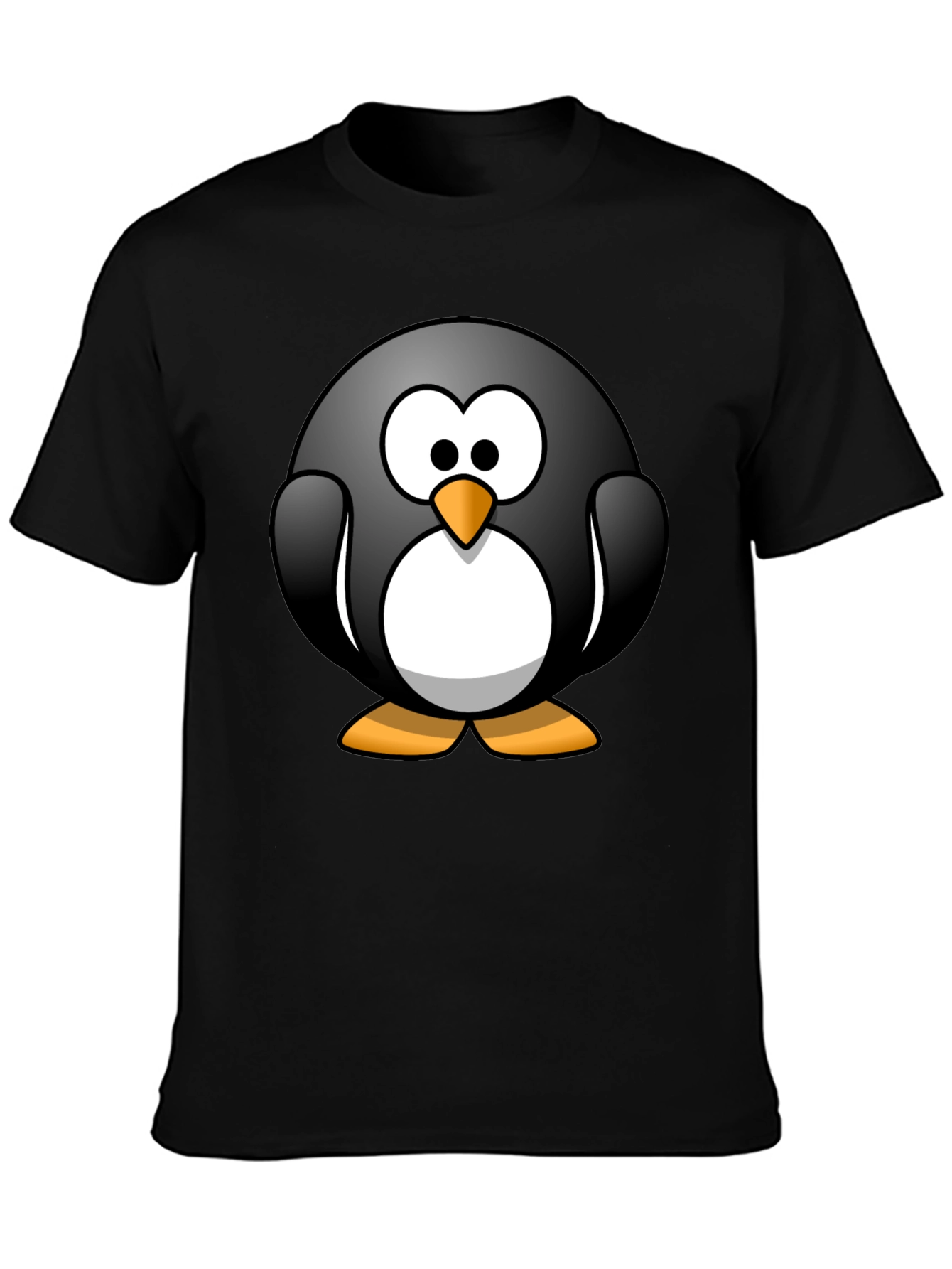 Cartoon Penguin Graphic Black T-Shirt