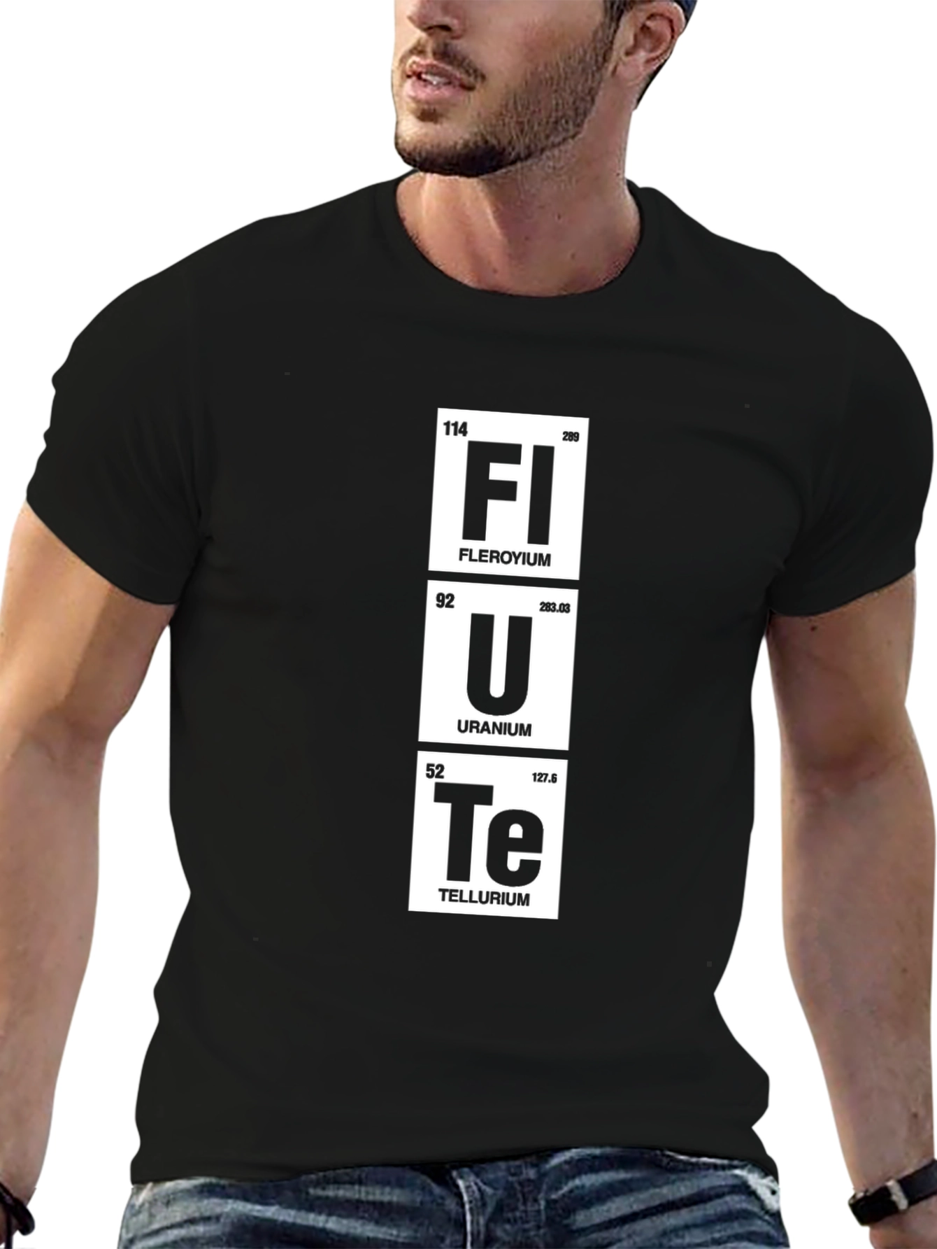 Funny Periodic Table Flerovium Uranium Tellurium Black T-Shirt