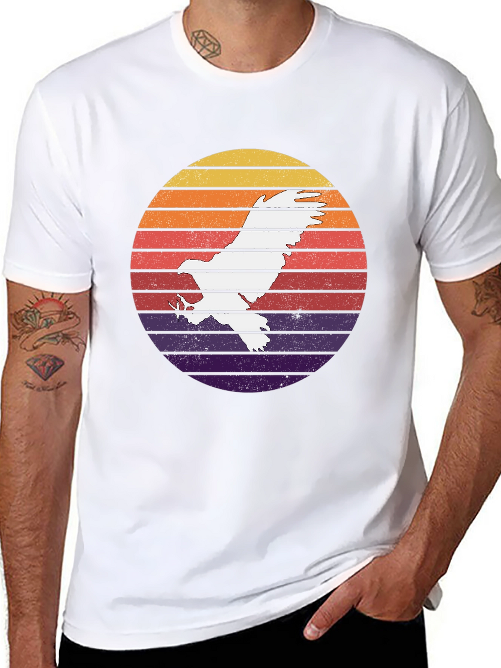 Retro Eagle Sunset Graphic T-Shirt